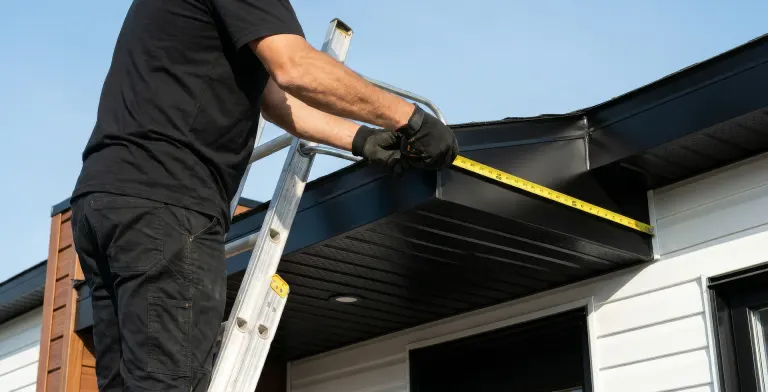 Seamless aluminum gutter formed on site from the truck