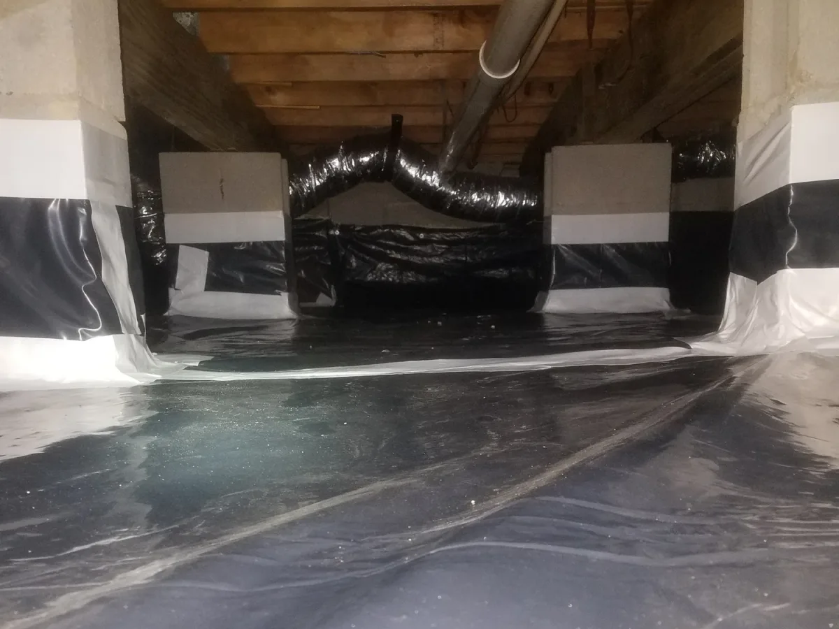 6 mil vapor barrier, with water directed to the sump pump — Ed Residential LLC, Trappe, MD
