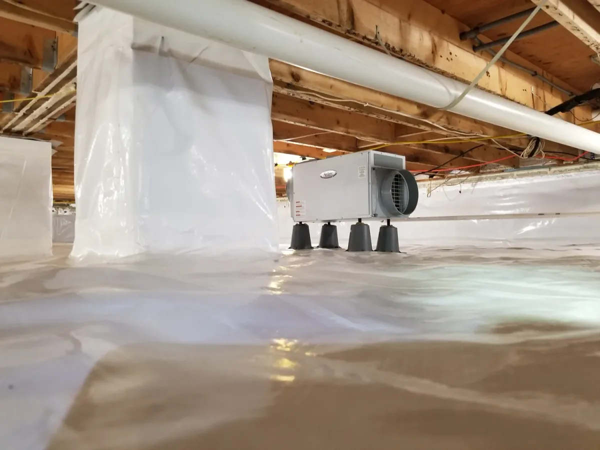 Dehumidifier keeping an encapsulated crawlspace dry — Ed Residential LLC, Trappe, MD