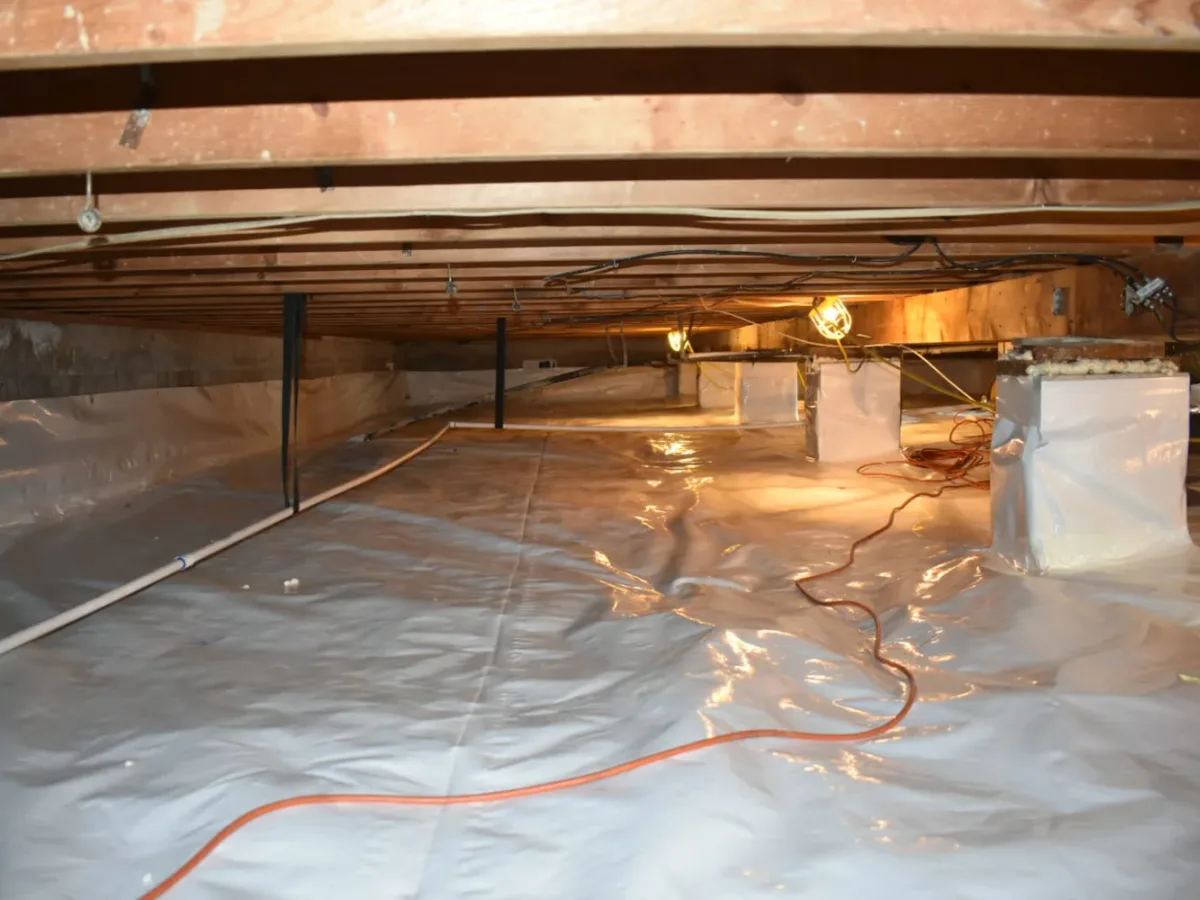 Vapor barrier installation in progress — Ed Residential LLC, Trappe, MD